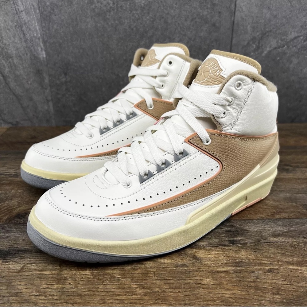 Nike Air Jordan 2 Retro Women's Sneakers - White and Tan - Picture 9 of 9